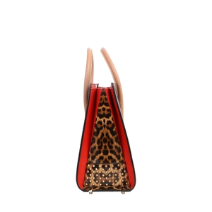 Leather Medium Spikes Paloma Tote Black, view 7