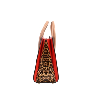Leather Medium Spikes Paloma Tote Black, view 5