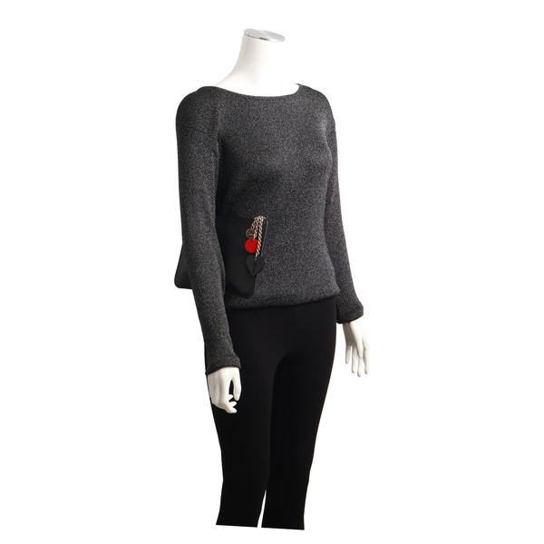 Leather Loubicute Charms Pouch Black