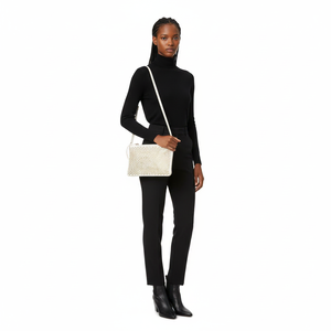 Leather Loubiposh Studded Clutch White, view 10