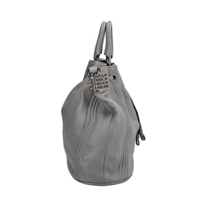 Leather Dompteuse Spiked Drawstring Bag Grey, view 4