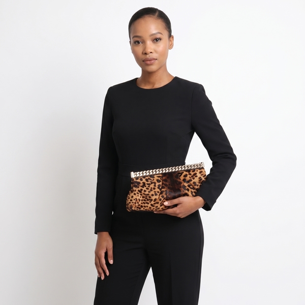 Pony Hair Clutch Leopard Print
