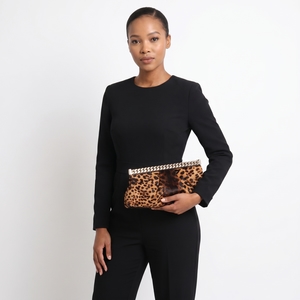 Pony Hair Clutch Leopard Print, view 8