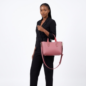 Leather Mini Cabata Tote Pink, view 9