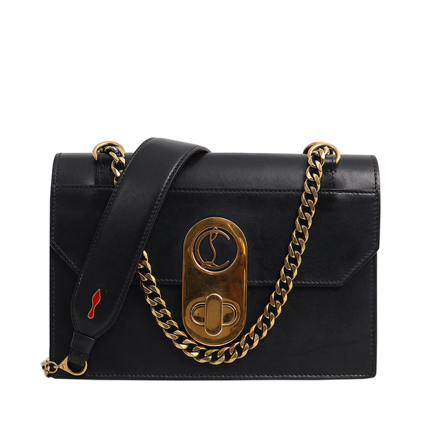 Leather Small Elisa Chain Shoulder Bag Black