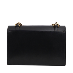Leather Small Elisa Chain Shoulder Bag Black, view 3