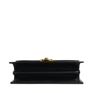 Leather Small Elisa Chain Shoulder Bag Black, view 6