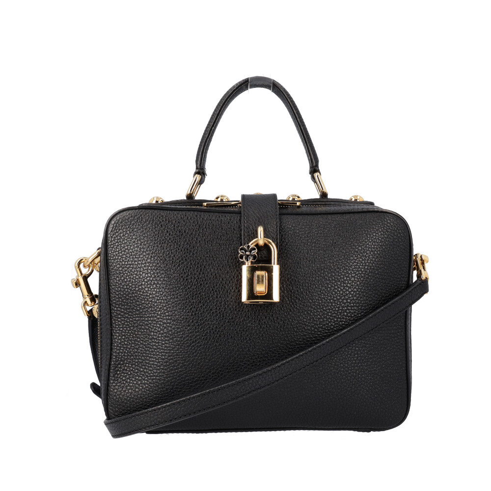 DOLCE & GABBANA Calfskin Rosaria Shoulder Bag Black | Luxity
