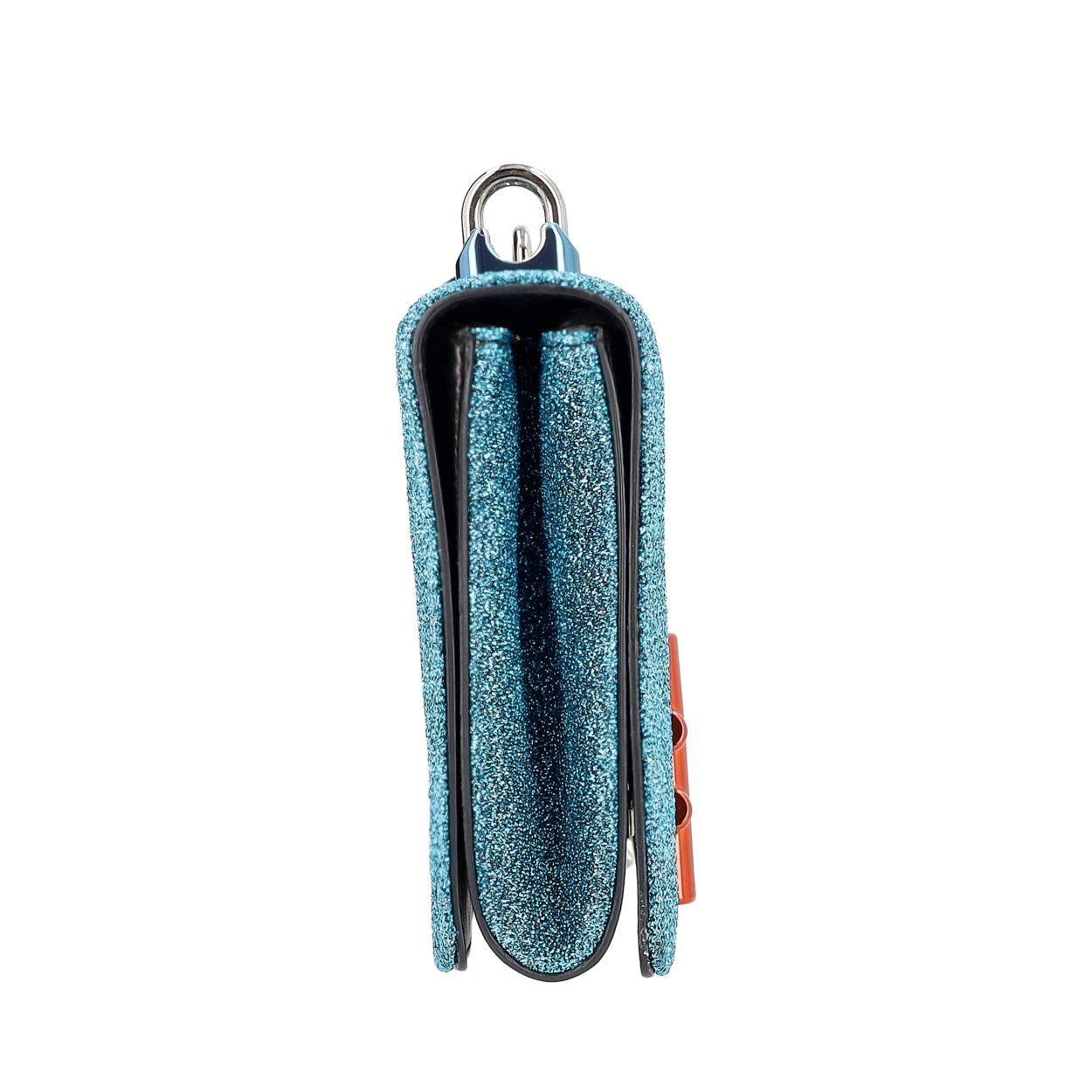 ターコイズ レザー 　DOLCE&GABBANA DOLCE & GABBANA Glitter Hashtag DG Shoulder Bag Turquoise