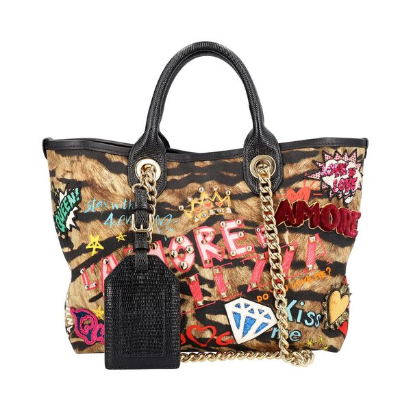 Leopard Print Graffiti Iguana Amore Tote Multicolor