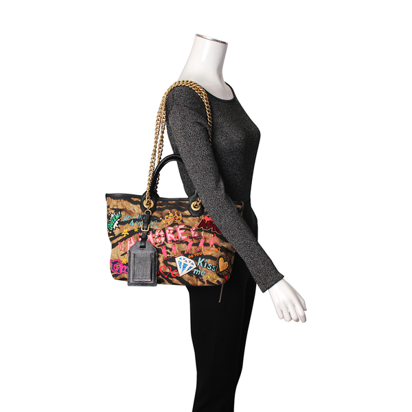 Leopard Print Graffiti Iguana Amore Tote Multicolor