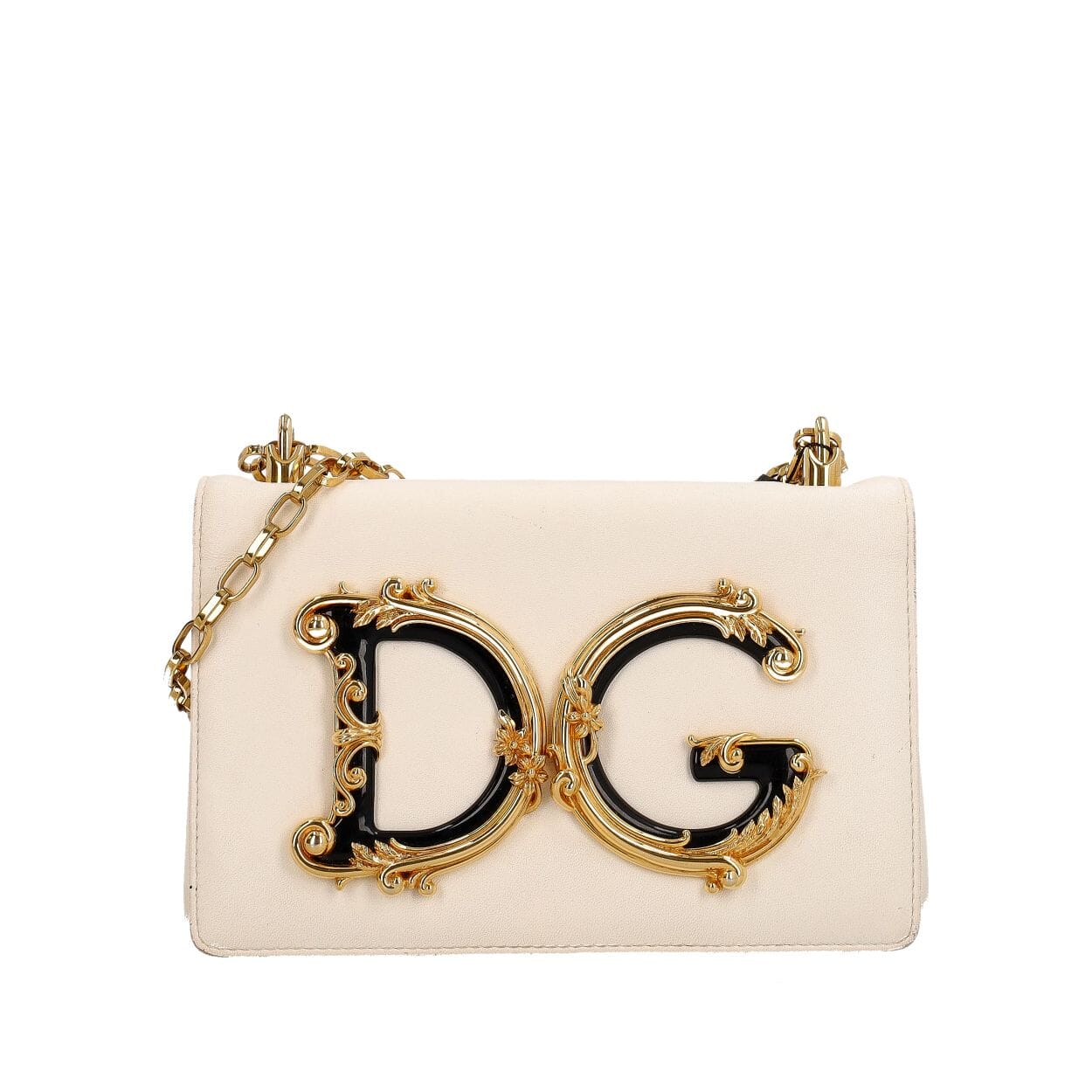 DOLCE & GABBANA Leather DG Girls Bag White | Luxity