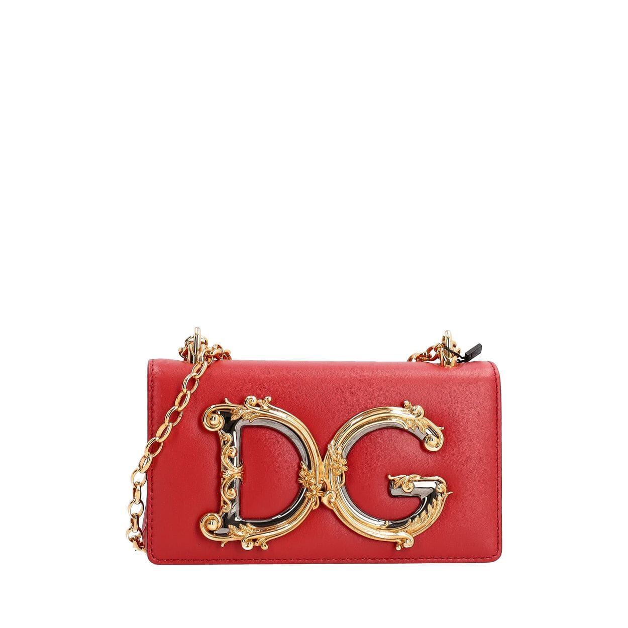 DOLCE & GABBANA Leather Mini DG Girls Shoulder Bag Red | Luxity