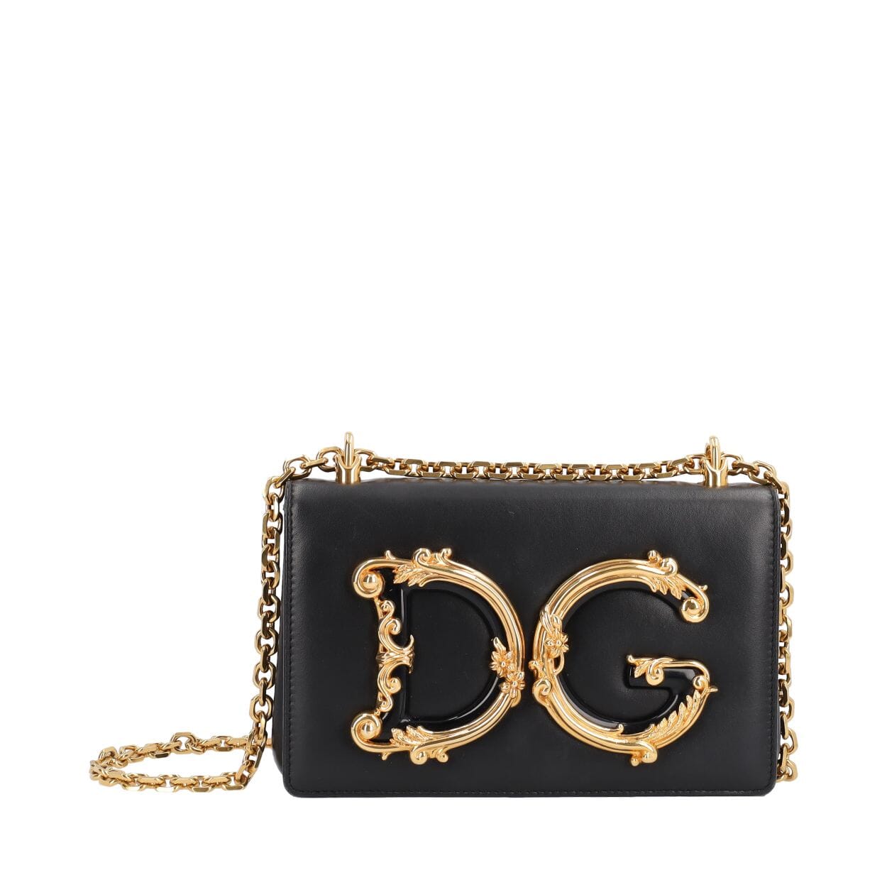 DOLCE & GABBANA Leather DG Girls Shoulder Bag Black | Luxity