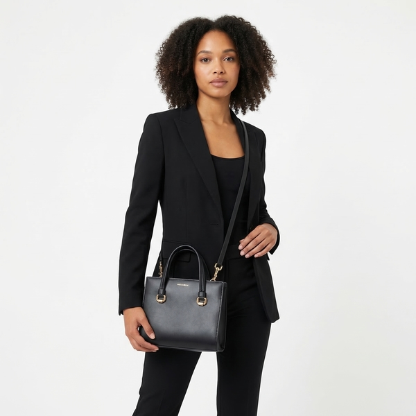 Leather Mini Tote Black