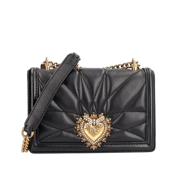 Quilted Leather Mini Devotion Shoulder Bag Black