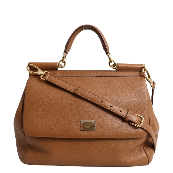 Leather Large Sicily Bag Tan