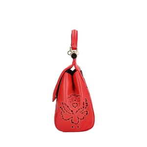 Leather Laser Cut Out Medium Sicily Bag Red, view 5