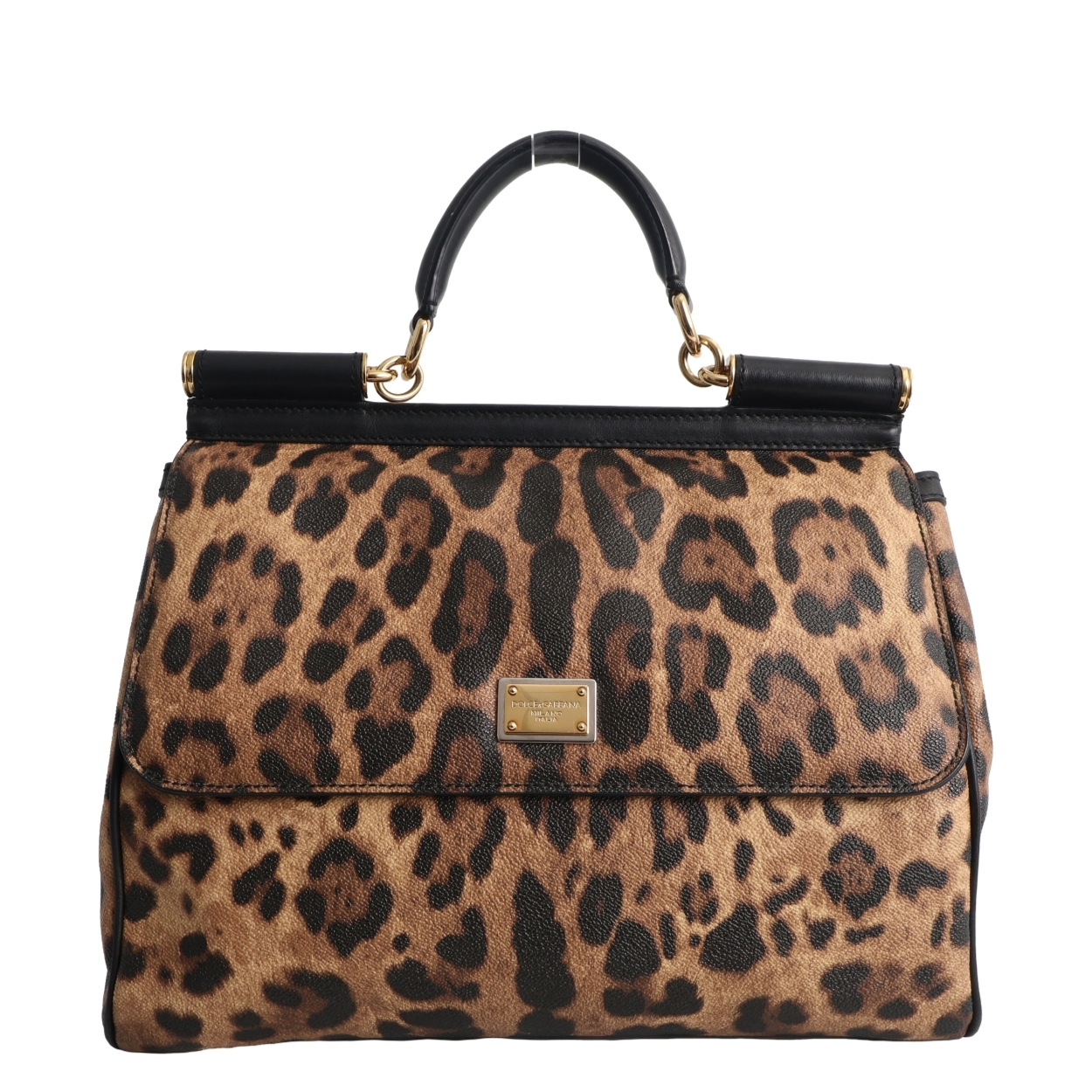 バッグ Dolce & Gabbana Leopard Print Handbag DOLCE & GABBANA Leather Large Sicily Bag Leopard Print | Luxity