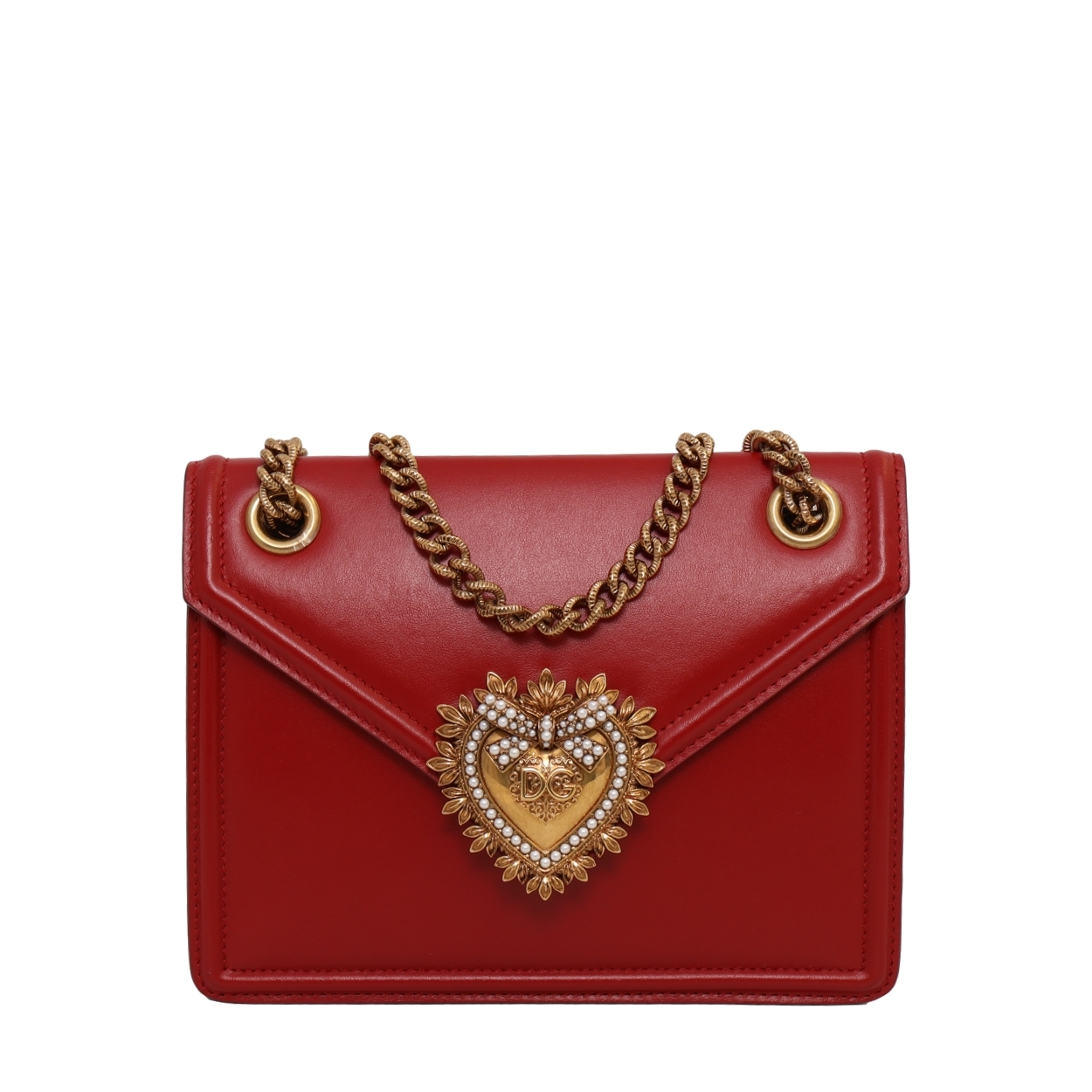 Leather Medium Devotion Shoulder Bag Red