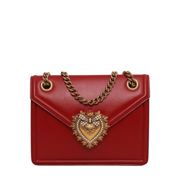 Leather Medium Devotion Shoulder Bag Red