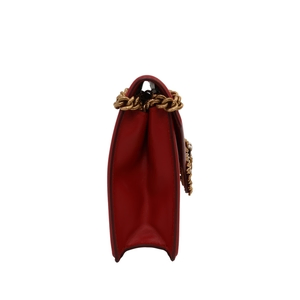 Leather Medium Devotion Shoulder Bag Red, view 4