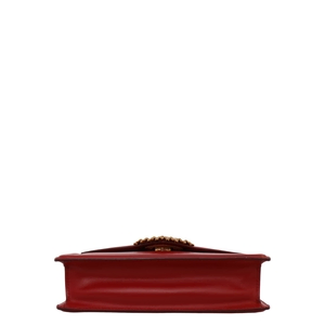 Leather Medium Devotion Shoulder Bag Red, view 6