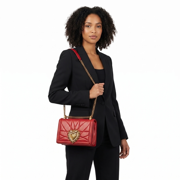 Quilted Leather Medium Devotion Shoulder Bag Red