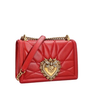 Quilted Leather Medium Devotion Shoulder Bag Red, view 3