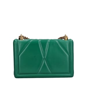 Leather Quilted Devotion Medium Shoulder Bag Green, view 3