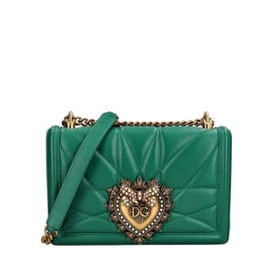 Leather Quilted Devotion Medium Shoulder Bag Green