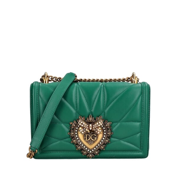 Leather Quilted Devotion Medium Shoulder Bag Green