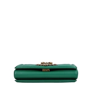 Leather Quilted Devotion Medium Shoulder Bag Green, view 7