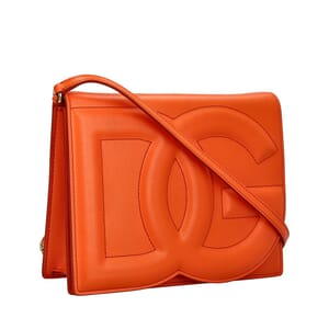 Leather DG Logo Crossbody Bag Orange, view 3