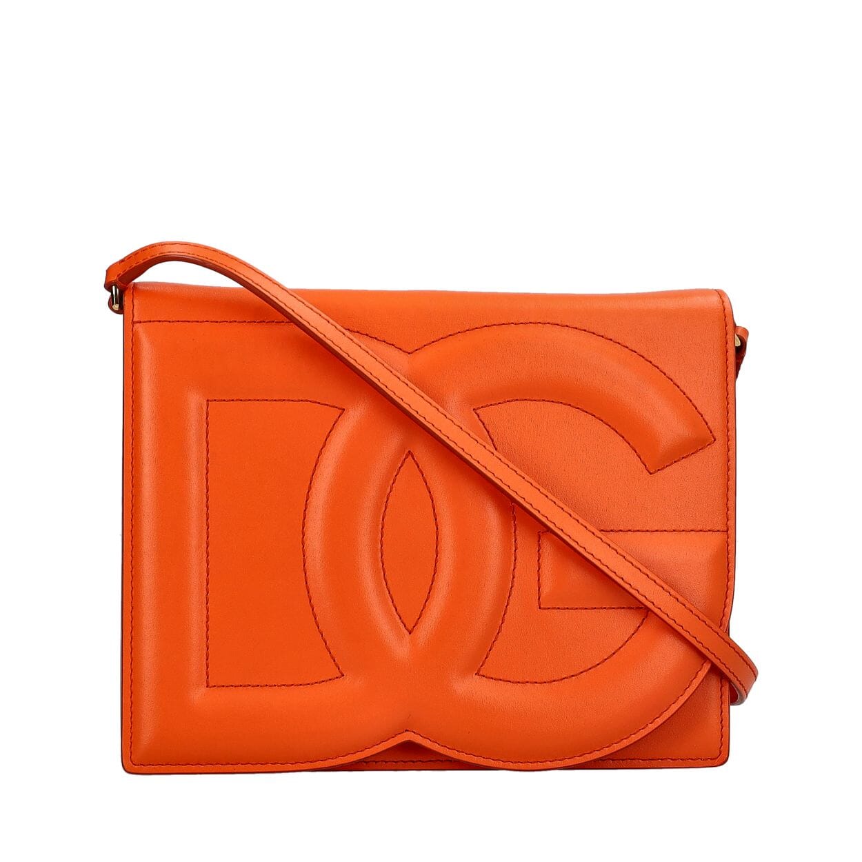 Leather DG Logo Crossbody Bag Orange