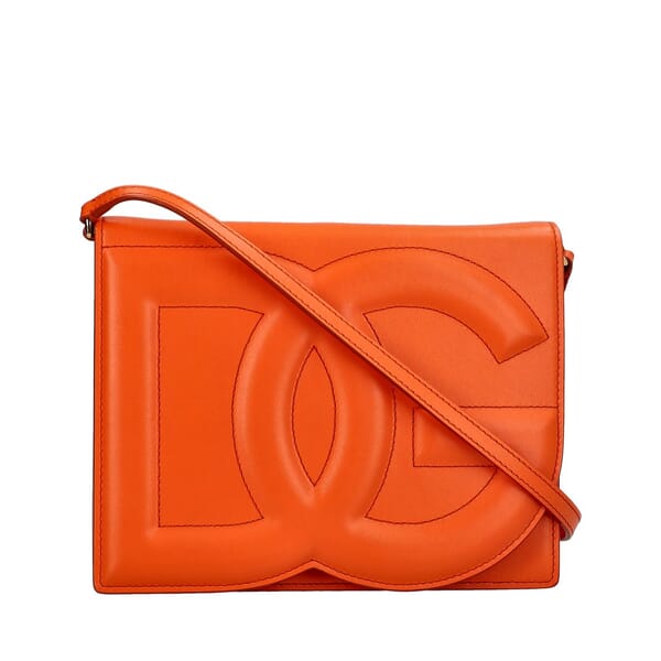 Leather DG Logo Crossbody Bag Orange