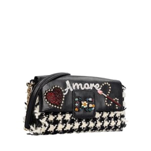 Tweed/Leather DG Millenials Shoulder Bag Black, view 2