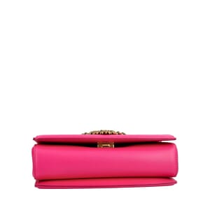 Leather Quilted Devotion Medium Shoulder Bag Pink, view 7