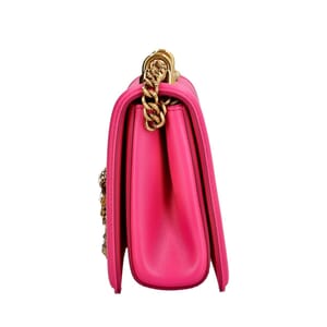 Leather Quilted Devotion Medium Shoulder Bag Pink, view 6