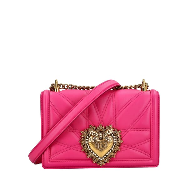 Leather Quilted Devotion Medium Shoulder Bag Pink