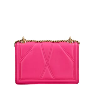Leather Quilted Devotion Medium Shoulder Bag Pink, view 3