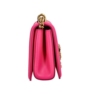 Leather Quilted Devotion Medium Shoulder Bag Pink, view 5