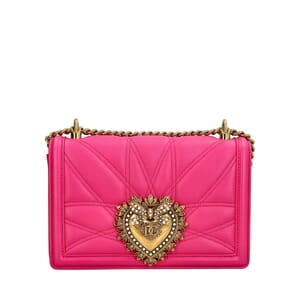 Leather Quilted Devotion Medium Shoulder Bag Pink, view 4