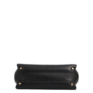 Grained Leather Sicily Medium Top Handle Bag Black, view 6