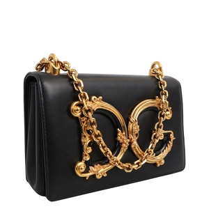 Leather DG Girls Shoulder Bag Black, view 2