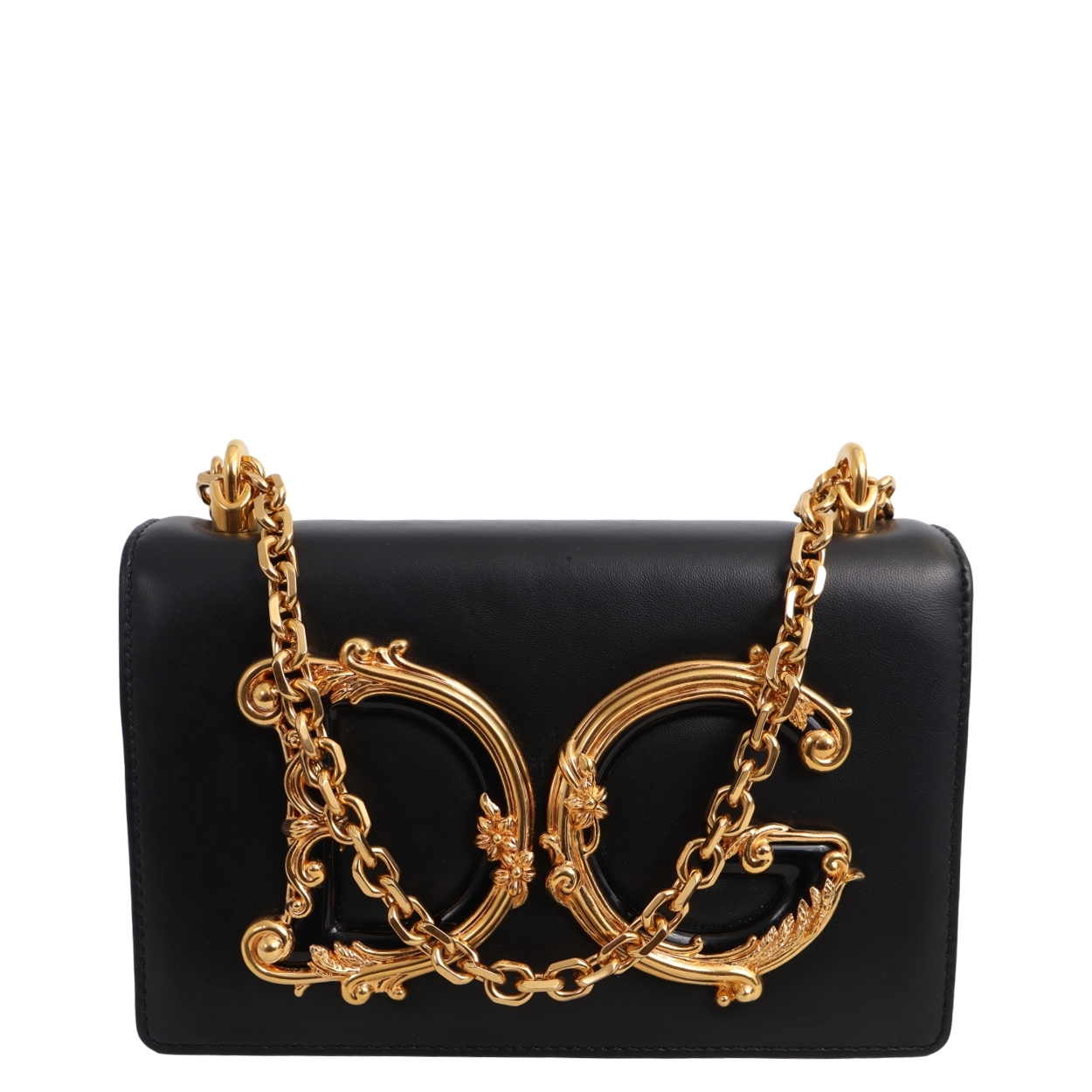 Leather DG Girls Shoulder Bag Black