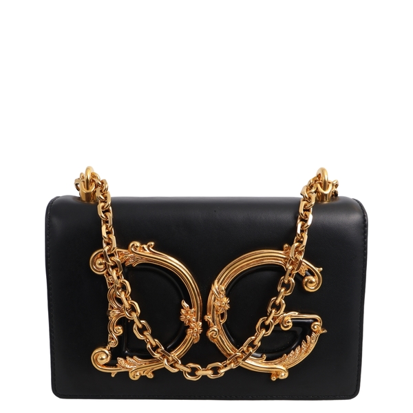 Leather DG Girls Shoulder Bag Black