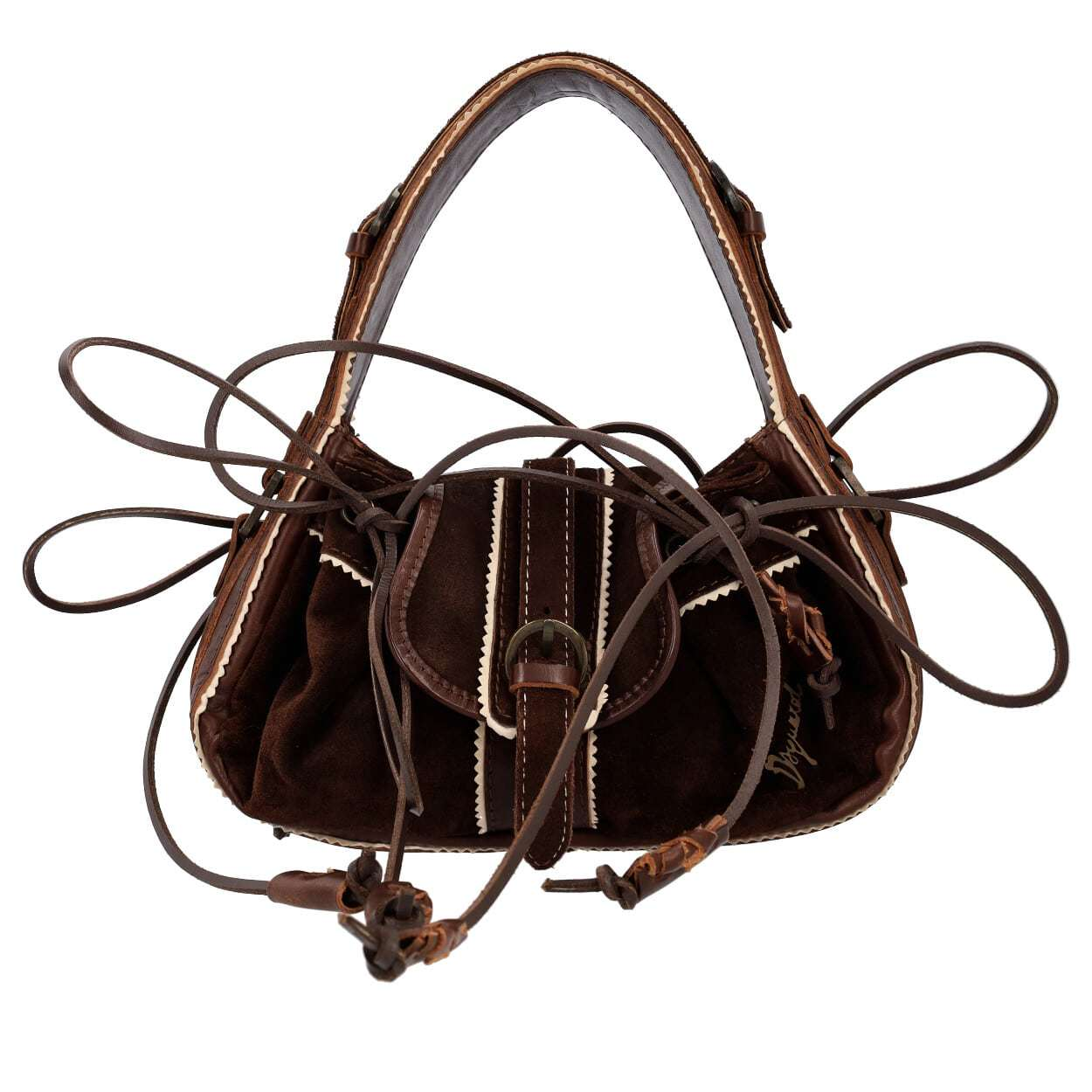 DSQUARED2 DSQUARED2 Vintage Leather/Suede Shoulder Bag Brown | Luxity