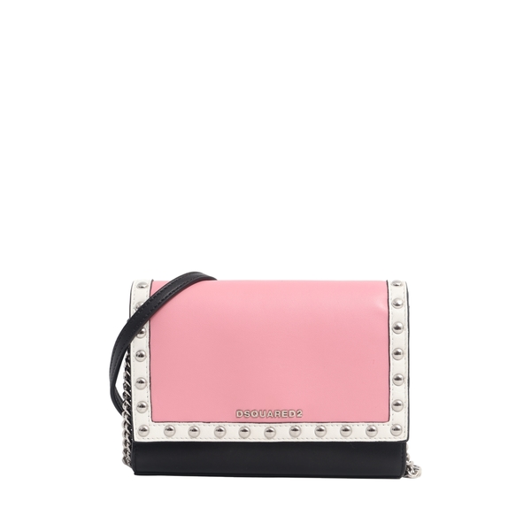 Leather Studded Bag Pink/Black