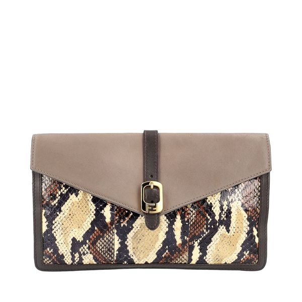 Leather/Snakeskin Bustina Clutch Multicolour